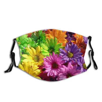 

Unisex Mouth Mask With Filter PM 2.5, Colorful Daisies Adjustable Anti Dust Face Mouth Mask