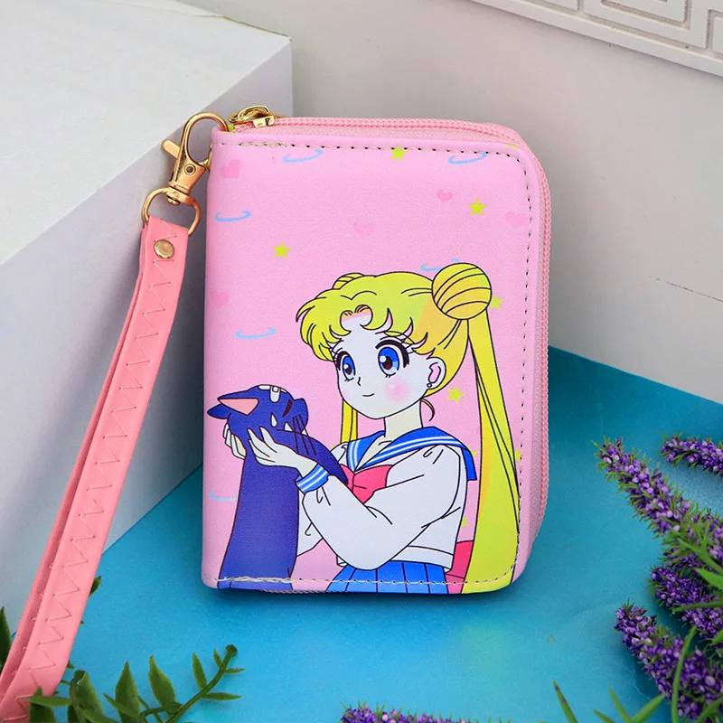 Anime moon role play wallet portable mini cartoon zero wallet adult children gift Pu short Wallet anime cosplay