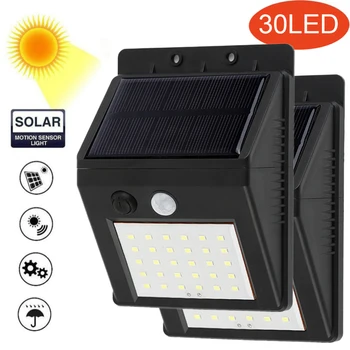 

Outdoor 30 LEDs Solar Powered Light Lamp PIR Motion Sensor 3 Modes Waterproof Street Night Lamp Wall Light for Garden Decoration