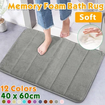

40x60cm Super Absorbent Home Bath Mat Non-slip Bathroom Carpet Soft Coral Fleece Memory Foam Rug Mat Kitchen Toilet Floor Decor