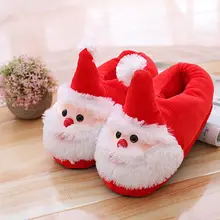 Женские и мужские рождественские тапочки с объемным изображением Санта-Клауса; зимняя плюшевая нескользящая обувь; модная коллекция года