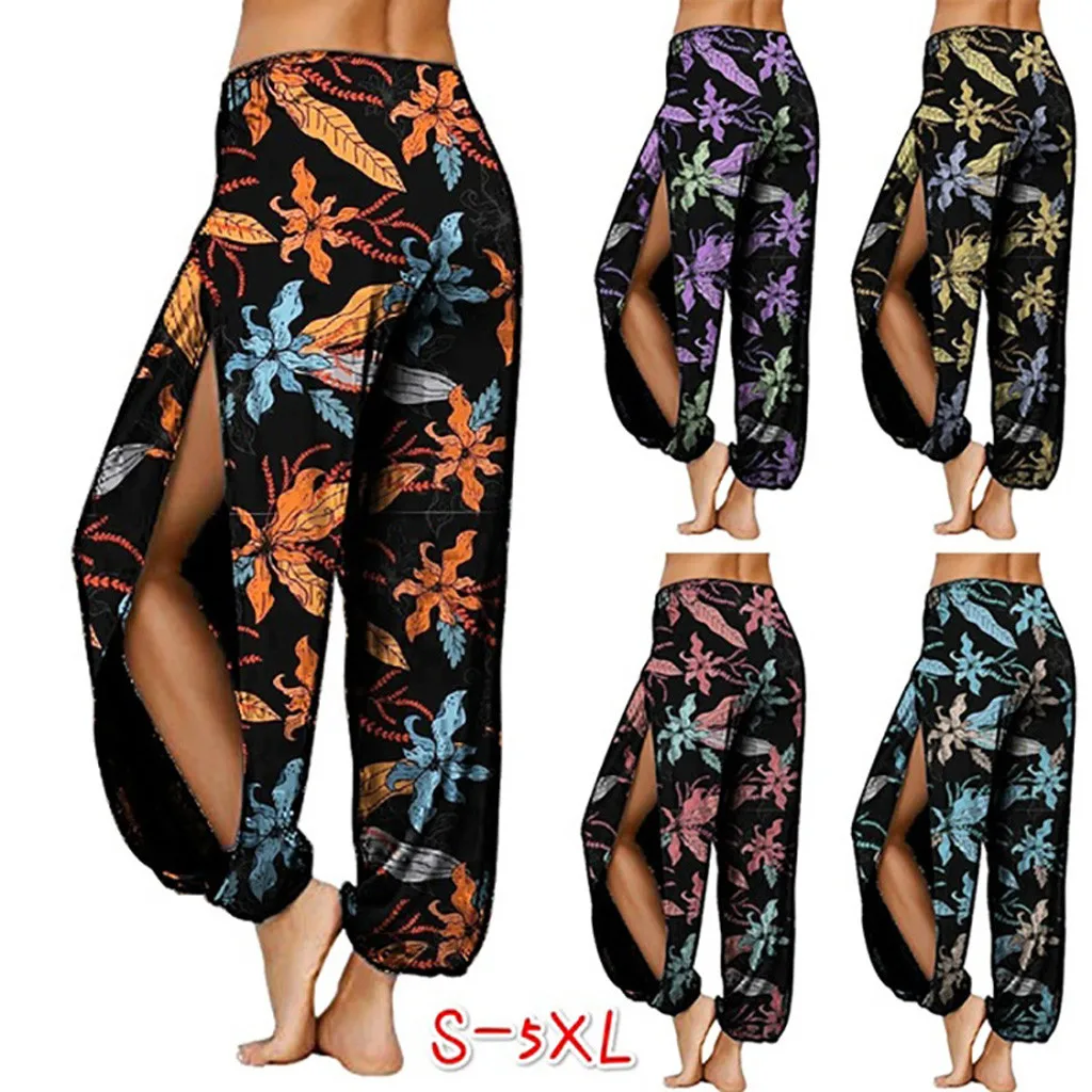Leggings de cintura elástica con estampado Floral para mujer, pantalones largos sexys de gran tamaño con cintura elástica, a la moda, 30h, 2020
