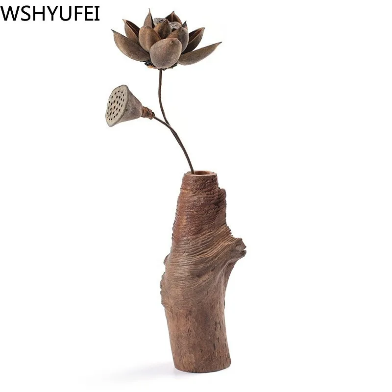 New style Solid wood vase Flower arrangement Vase Living room TV cabinet Office photo studio decoration Home decoration WSHYUFEI