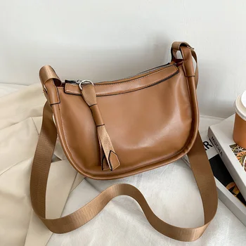 

2021 New Solid Color Soft PU Leather Shoulder Bags For Women Simple Handbags and Purses Female Tote Lady Crossbody Pack