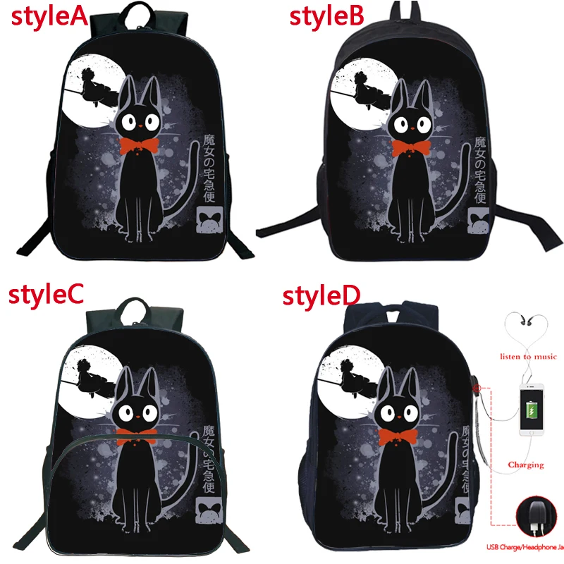 

4 Kinds TravelKiki's Delivery Service Backpacks Multifunction USB Charge Headphone Jack Laptop Bags for Teens School Knapsack