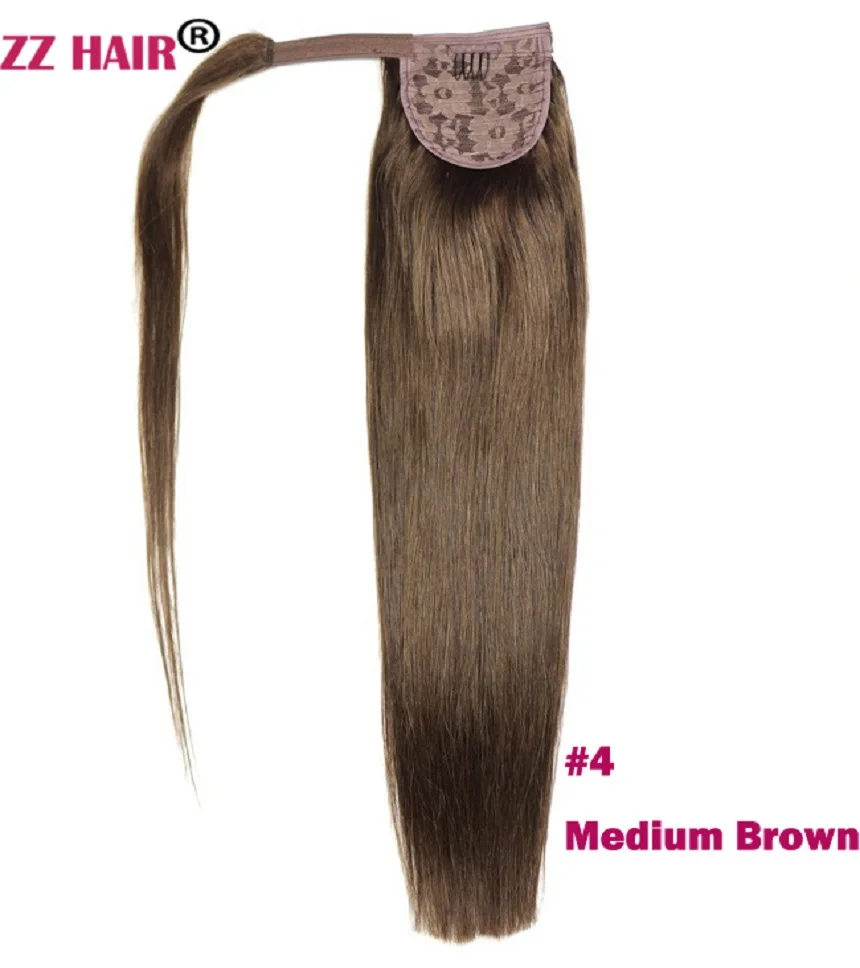 ZZHAIR 100 г 1"-28" машинное производство, волосы remy, волшебное обертывание вокруг конского хвоста, человеческие волосы для наращивания, конский хвост