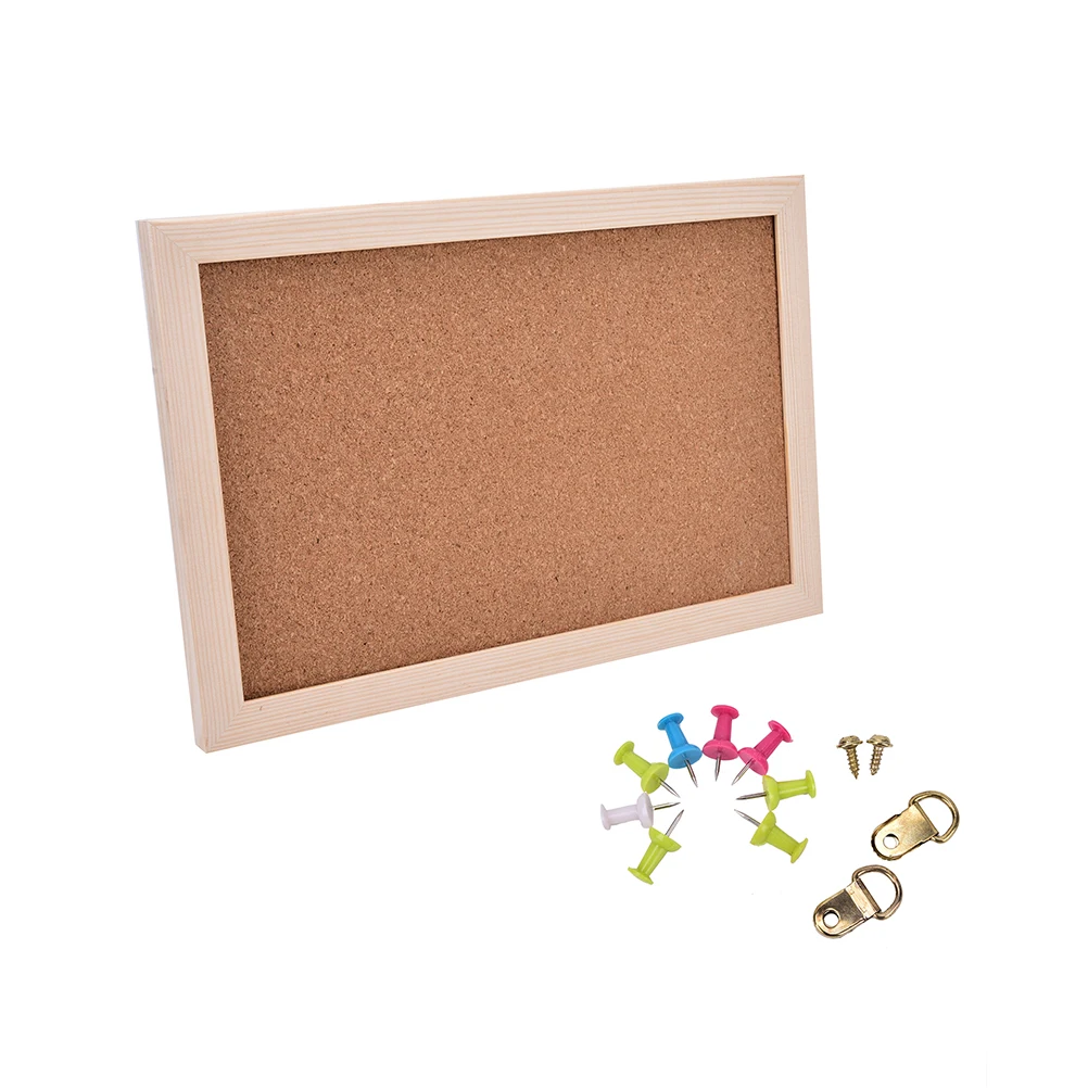 Cork Board Convenience Note Pin Message Notice Board Wooden Frame Hide Pin Holes Office School DIY Memo Message Board Accessorie