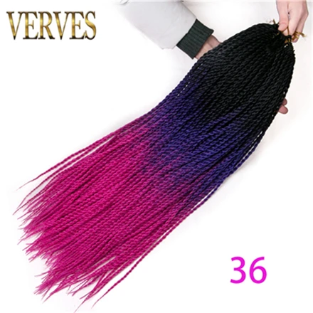 VERVES крючком косы 24 дюймов Омбре Сенегальские вьющиеся волосы 30 корней/упаковка синтетические плетеные волосы для женщин блонд, синий, розовый, коричневый - Цвет: P18/22