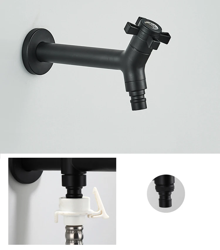 Stainless Steel Black Faucets Lengthen Outdoor Garden Faucet