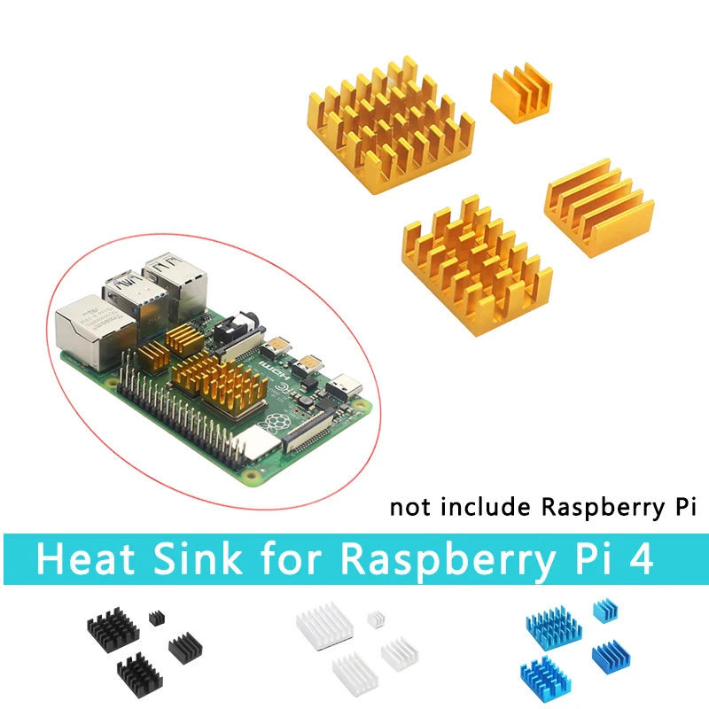 Raspberry Pi 4 Модель B алюминиевый теплоотвод шт. металлический самоприклеивающийся