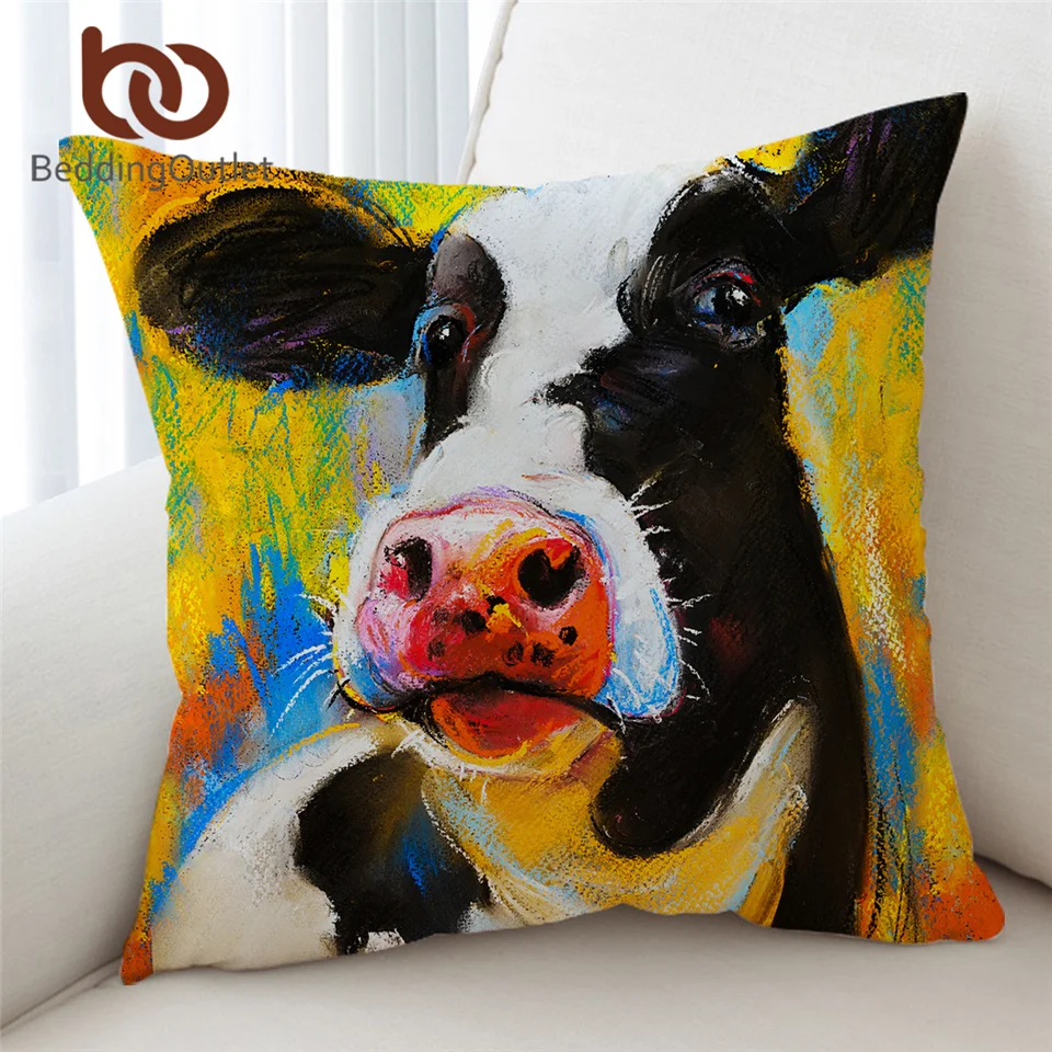 BeddingOutlet Milk Cow Cushion Cover Pastel Painting Pillow Case Farm Animal Decorative Throw Modern Art Home Decor | Дом и сад