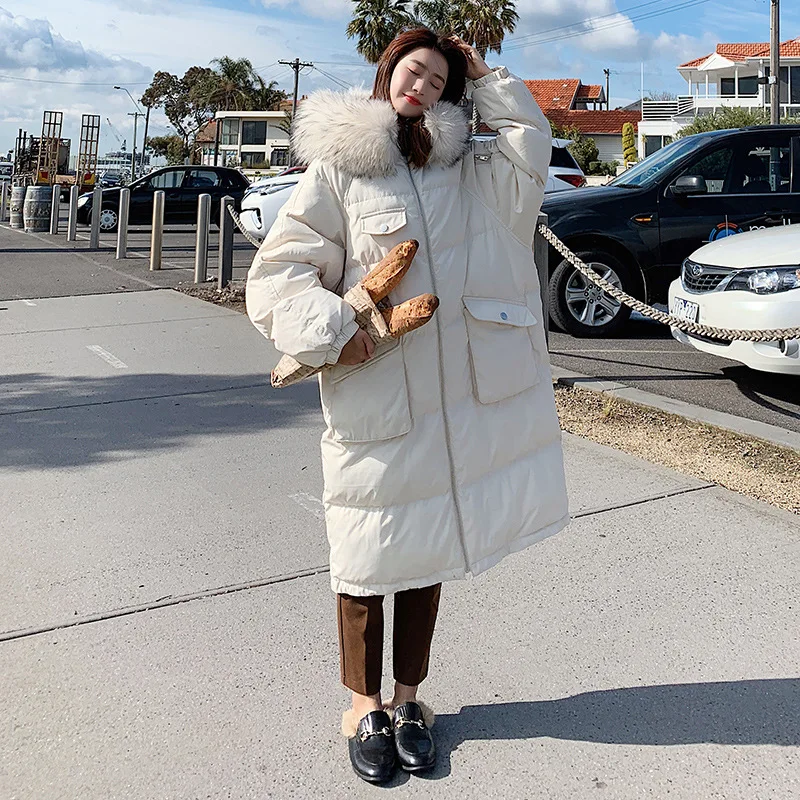 

Large Cargo Has 2018 Autumn And Winter New Style Korean-style WOMEN'S Wear Large Fur Collar Thick Cotton Coat
