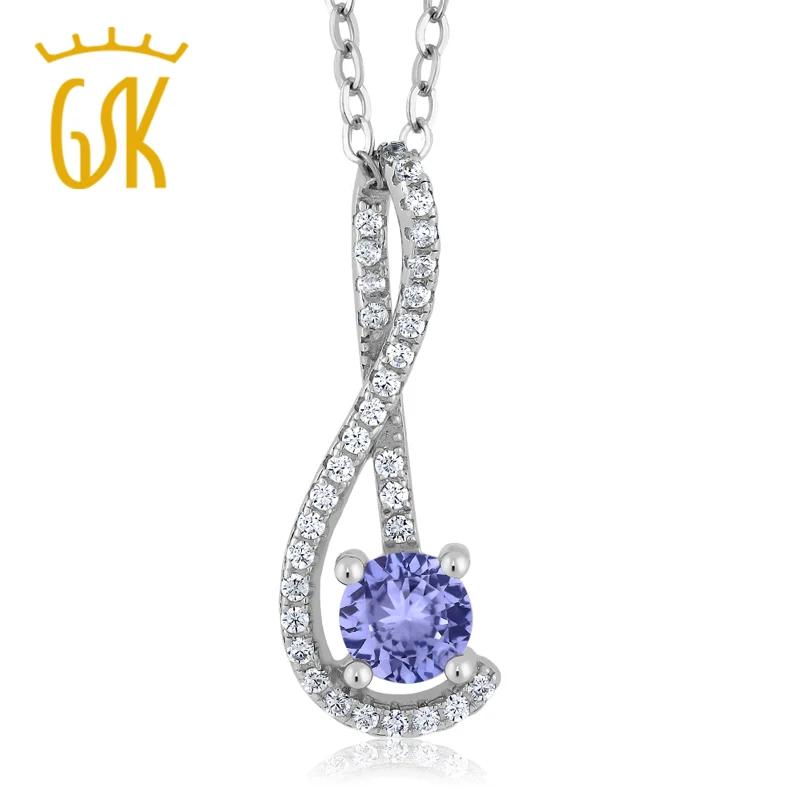 GemStoneKing 0 78 карат круглый синий натуральный Танзанит Белый сапфир из