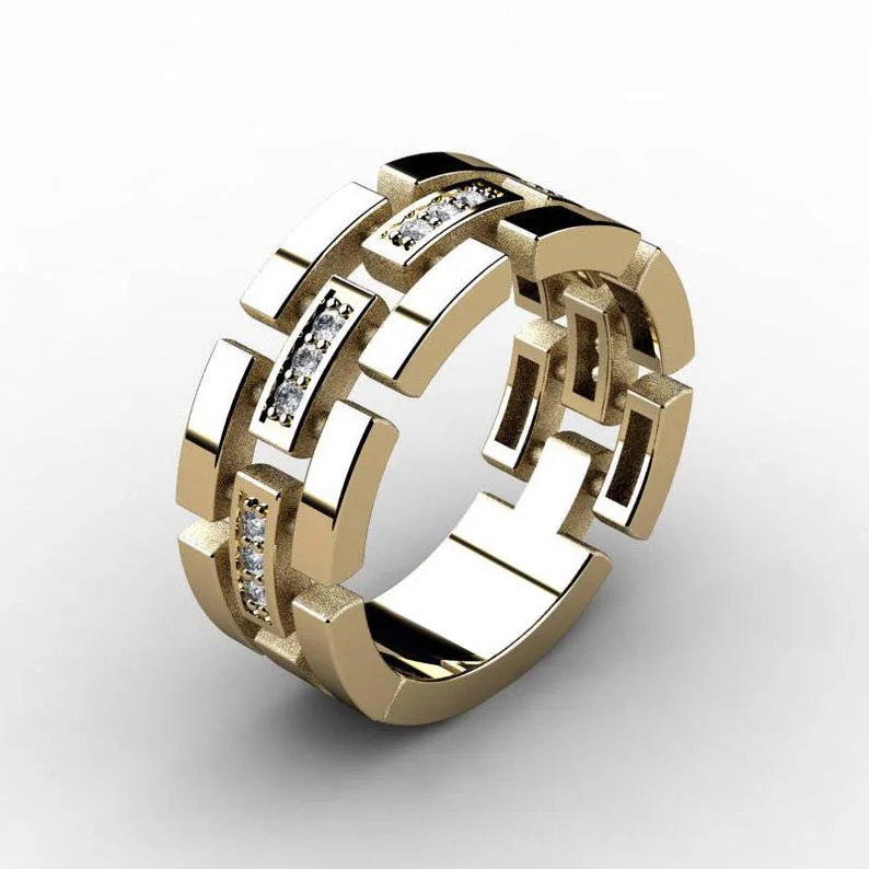 Мужские кольца Huitan в стиле хип-хоп, серебро/золото/розовое золото, геометрическое мужское кольцо с камнем, модные подарки, кольцо для гаджета - Цвет основного камня: B2834