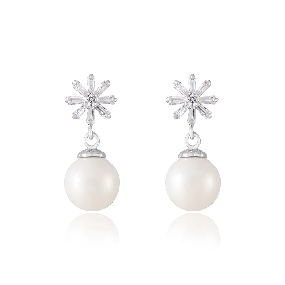 

CE0013 Fashion new style sunflower Pearl Earrings simple temperament