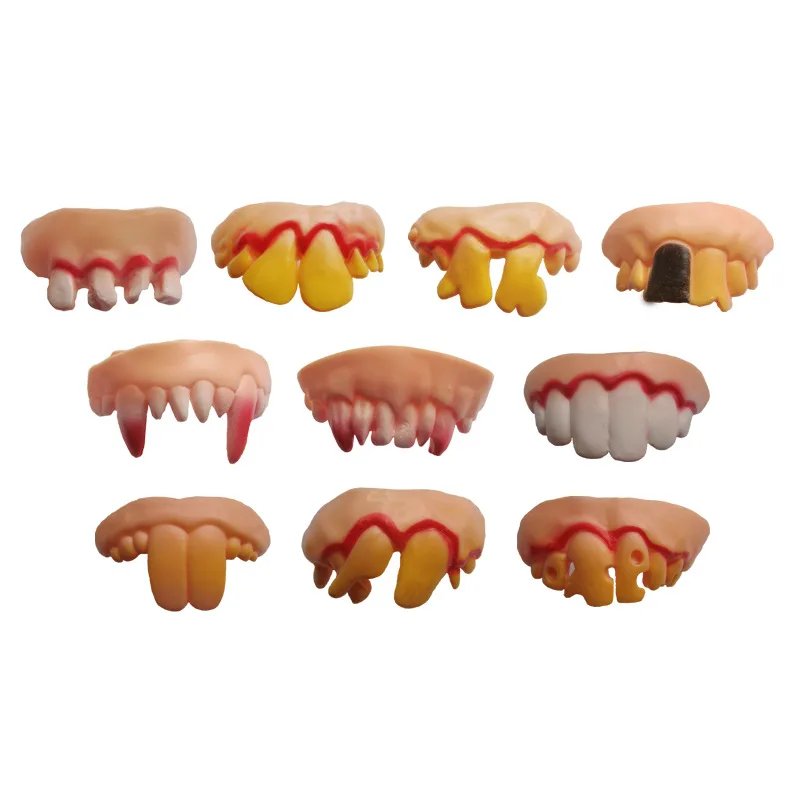 Huilong Хэллоуин зубные протезы клыки вампира зубы зомби передние зубы Смешные Пластиковые мягкие подтяжки 3 в упаковке