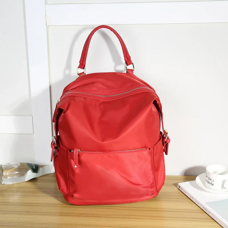 red-Medium Компьютерный нейлоновый рюкзак из ткани Оксфорд водонепроницаемый студенческий модный кожаный рюкзак для путешествий рюкзак для спорта на открытом воздухе - Цвет: red-Medium