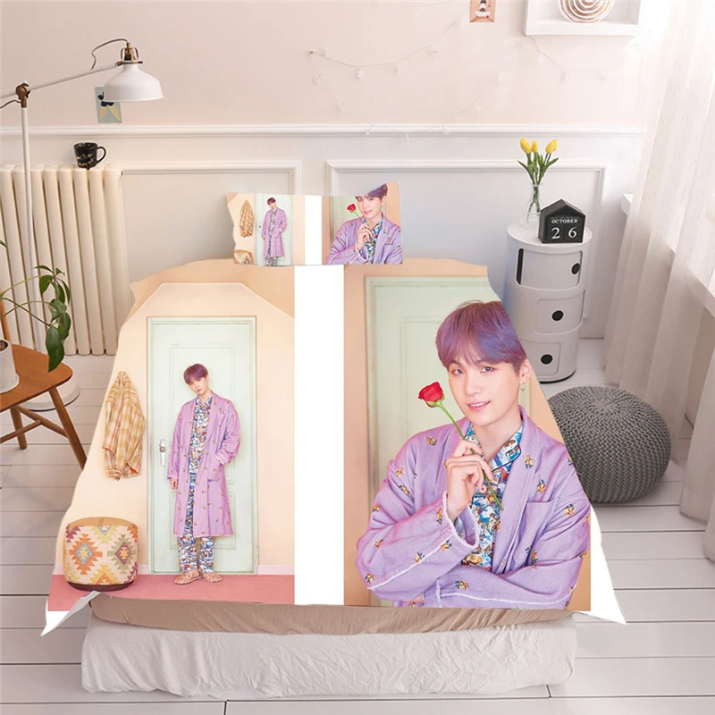 7 Kpop одеяло Bangtan мальчики из трех частей пододеяльник карта душа альбом периферийные постельные принадлежности покрывало набор - Color: 7