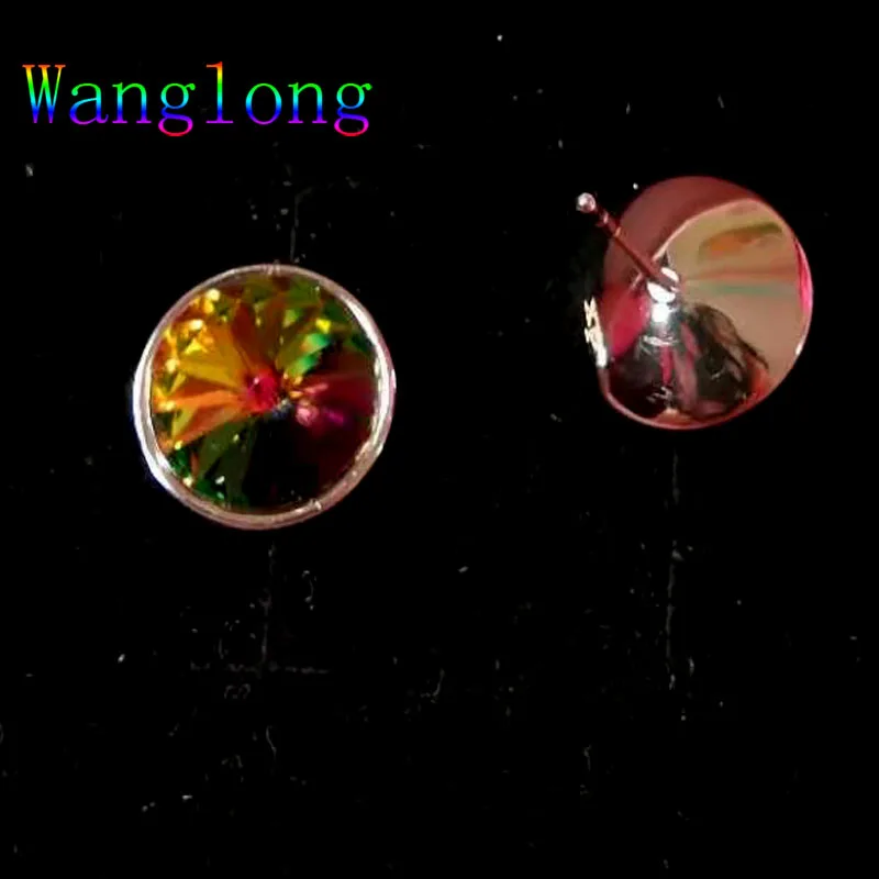 Wanglong, таинственный цвет, продвинутый кристалл, новые серьги-гвоздики, Круглые, 11 мм, много цветов, для женщин, ювелирные изделия