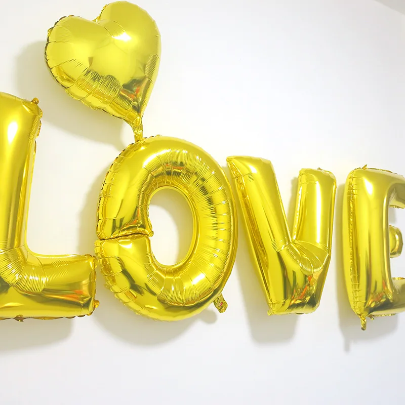 32-Inch Golden Lettered Aluminum Film Balloon Wedding Decoration Valentine's Day Decorative Large Size LOVE Foil Balloon Set