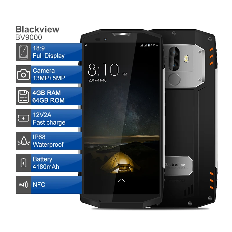 Blackview BV9000 смартфон 5 7 &quot18:9 HD + полный Экран IP68 Водонепроницаемый 4 Гб 64 Helio P25 Octa Core