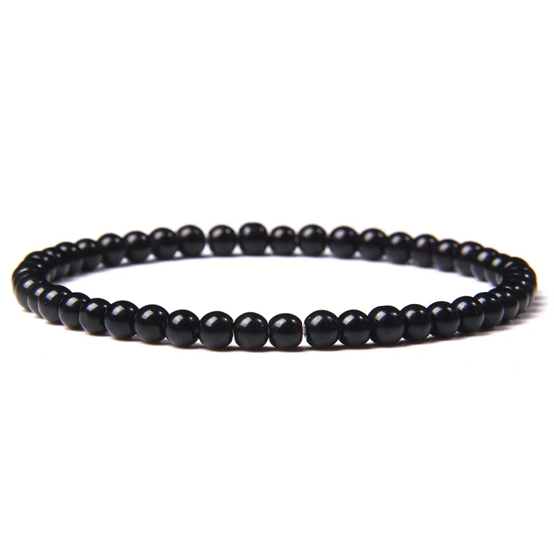 Chakra Energy Bracelet: Natural Agate & Onyx Beaded Stretch Jewelry