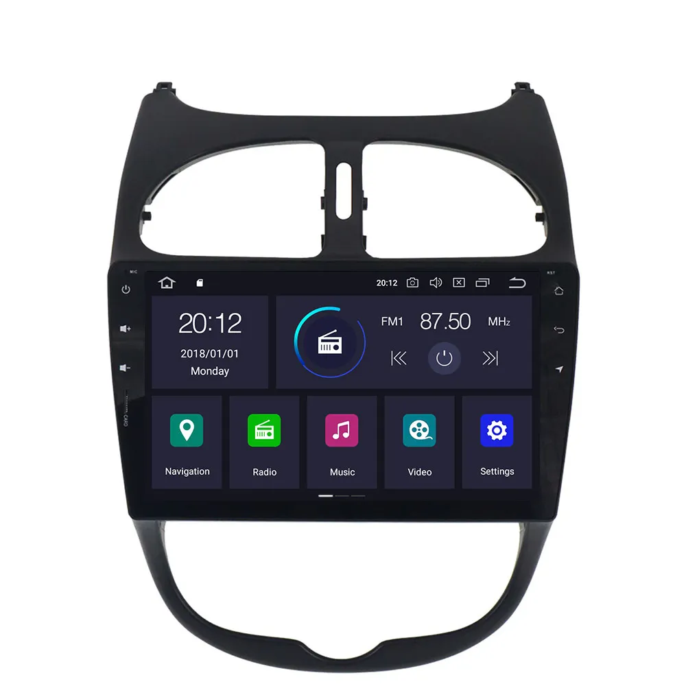 4+64G Android 9.0 Car Stereo Smart Multimedia DVD Player GPS for Peugeot 206 2000-2016 Audio Video radio tape recorder head unit