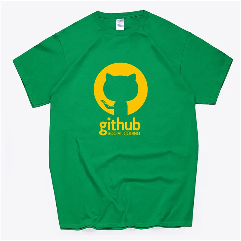T10-green Европейский размер, мужские футболки с забавным принтом Github Cat, женские летние мягкие хлопковые футболки унисекс, хлопок, брендовая одежда - Цвет: T10-green