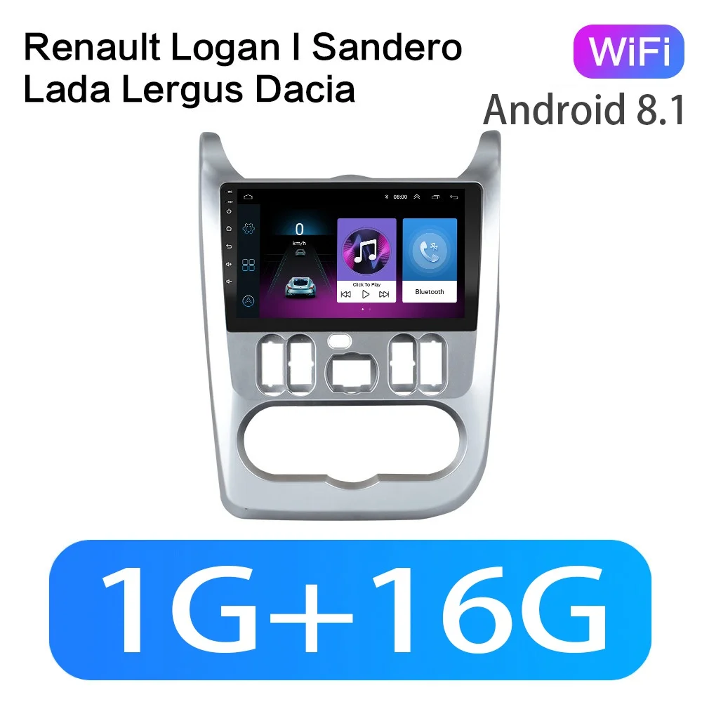 WIFI 1G-16G 2G+ 32G " 2din Android 8,1 GO автомобильный dvd-плеер для Renault Logan I Sandero Lada Lergus Dacia Duster автомобильный Радио gps WiFi плеер - Цвет: WIFI 1G-16G