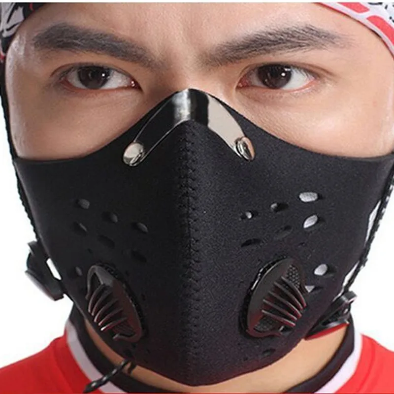 

Respirator with 4 Carbon N99 Filters for Pollution Pollen Allergy Woodworking Running Washable Neoprene Half Face Mouth Mask