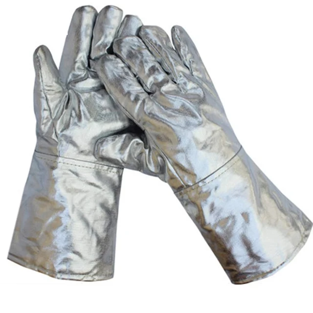 Magas Hőmérsékletű Hőálló Aluminizált Biztonsági Hegesztési Kesztyű 38 Cm / 14,96 "Sütőminta