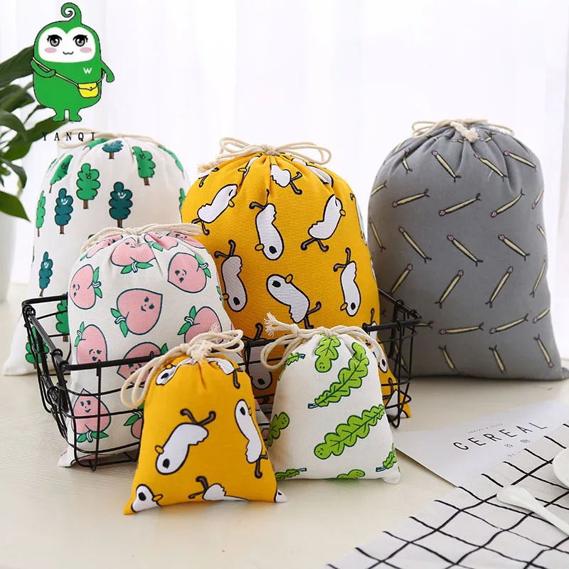 

Boway Cotton Linen Fabric Drawstring Top Storage Bag Rectangular Zhiwu Dai Storage Basket Hand Basket ling shi kuang Zhiwu Dai