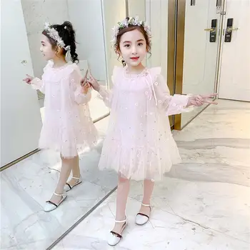 

Kids Dresses For Girls Embroidered Flower Girl Dress 2020 Spring Summer Long sleeve Princess Little Girl Dress Size 110-160cm