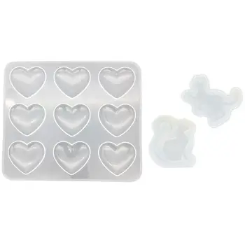 

2 Pcs/Set Small Cat Polymer Clay Silicone Mold with 1Pc 9-Even Heart Shape Silicone Cake Mold