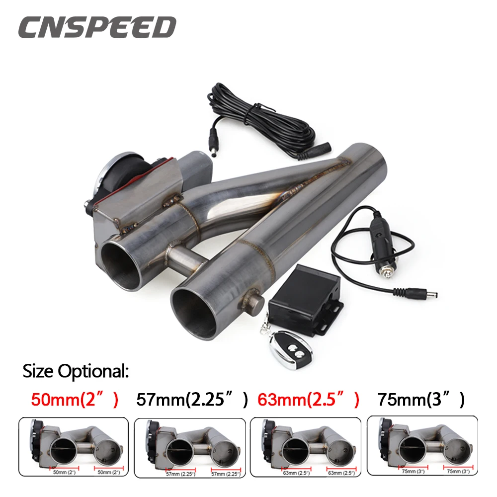 2.5in 63mm Dual-Valve Electric Exhaust Cut Out Set Y Pipe Exhaust Wireless Remote Control 