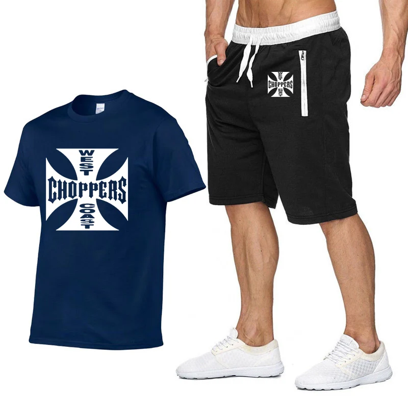 Рок-музыка West Coast Choppers футболка с принтом Мужская Летняя мода хлопок хип-хоп Харадзюку короткий рукав мужская футболка+ брюки костюм - Цвет: 805