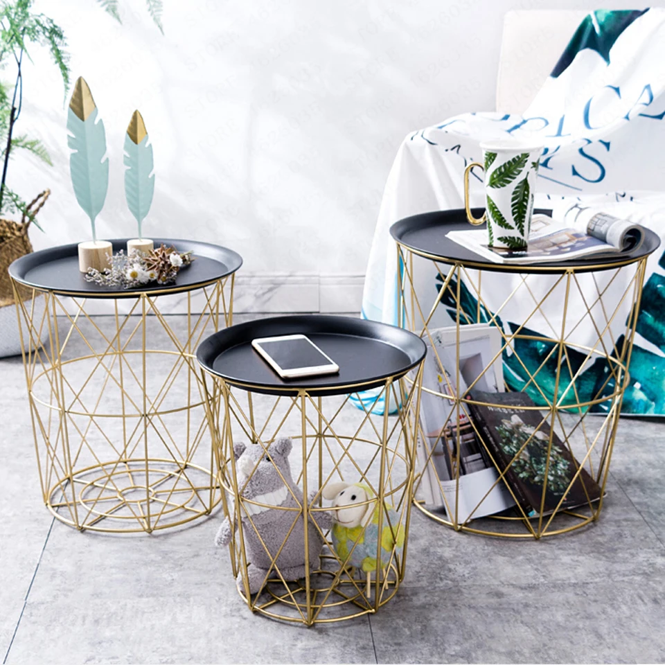 Творческий скандинавский Золотой металлический журнальный столик ...