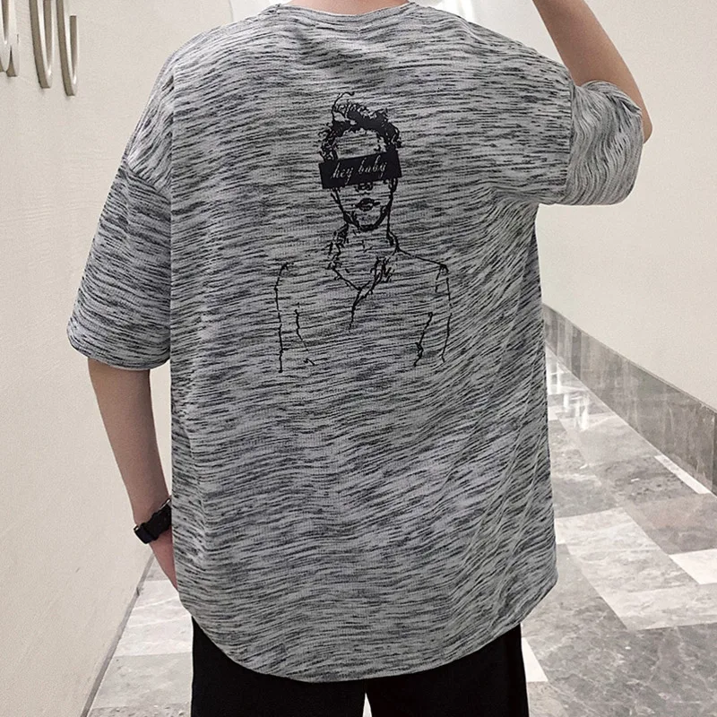 Летняя мужская футболка, модная футболка с короткими рукавами и принтом персонажей, Мужская Уличная одежда, свободная футболка в стиле хип-хоп, мужские топы