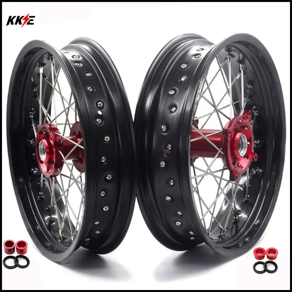 3 5/4 25 17 дюймов. Supermoto спицевые колеса Набор ободов для SUZUKI RMZ250 2007 2019 RMZ450 2005 красный