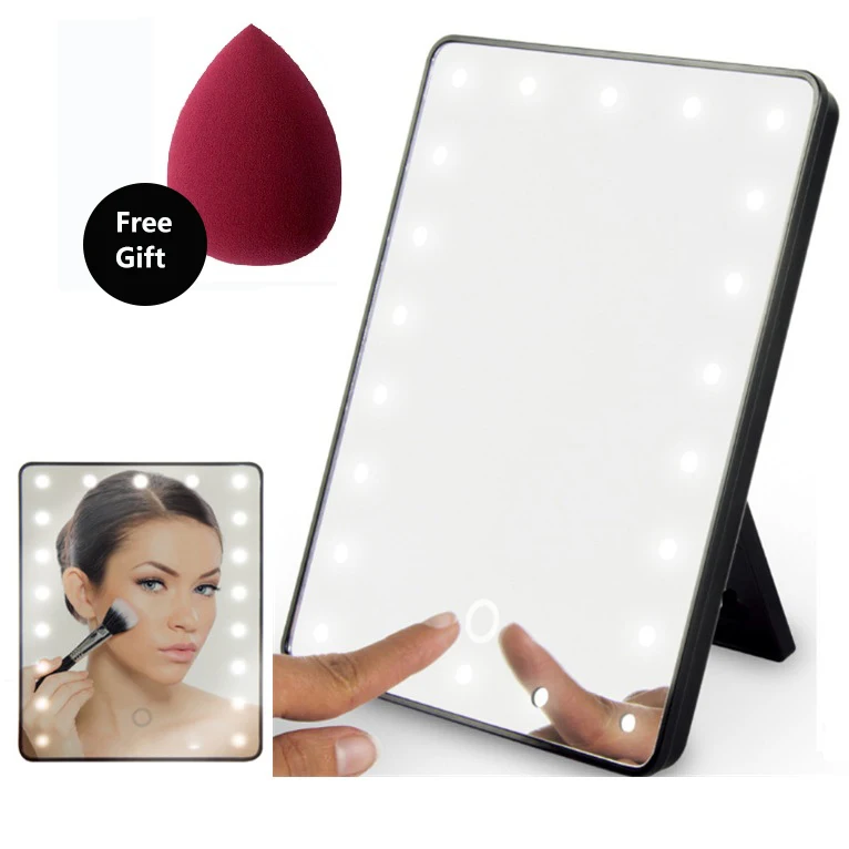 

16 LED Lighted Makeup Mirror With LED Light Lamp Portable Touch Screen Cosmetic Mirror Beauty Desktop Vanity Table Stand Mirrors
