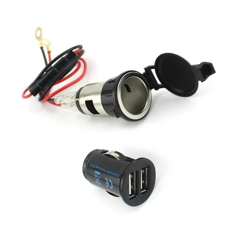 2 шт./компл. мотоциклетные Dual USB Порты и разъёмы Зарядное устройство мотоцикл 12 V-24 V 240W зарядное гнездо
