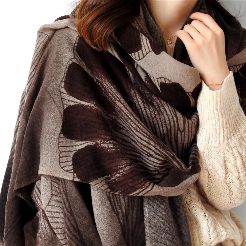 190*130 см большой шарф-одеяло для женщин шерсть шарфы обертывания пашмины средней толщины