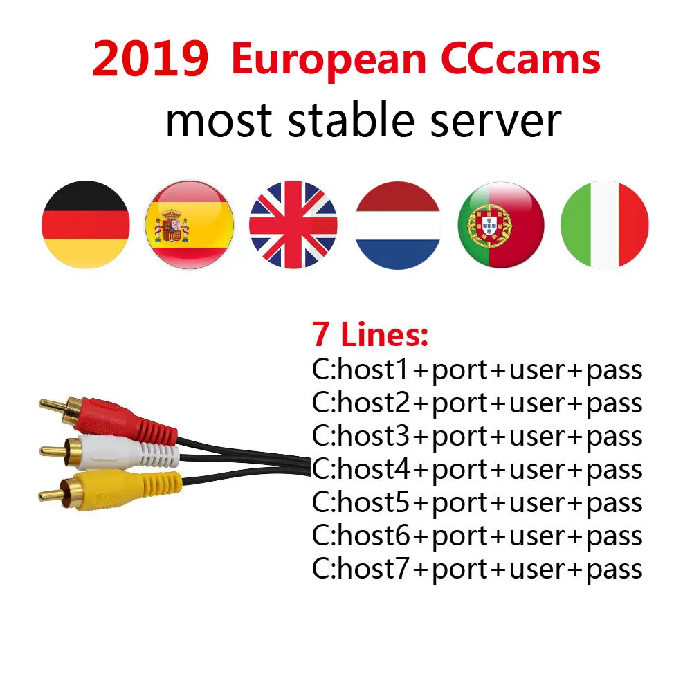 

1 Year 7 lines Cccam Cline Support European Portugal Spain Italy French Ccccam HD Server For Freesat v7 DVB-S2 HD TV Receiver