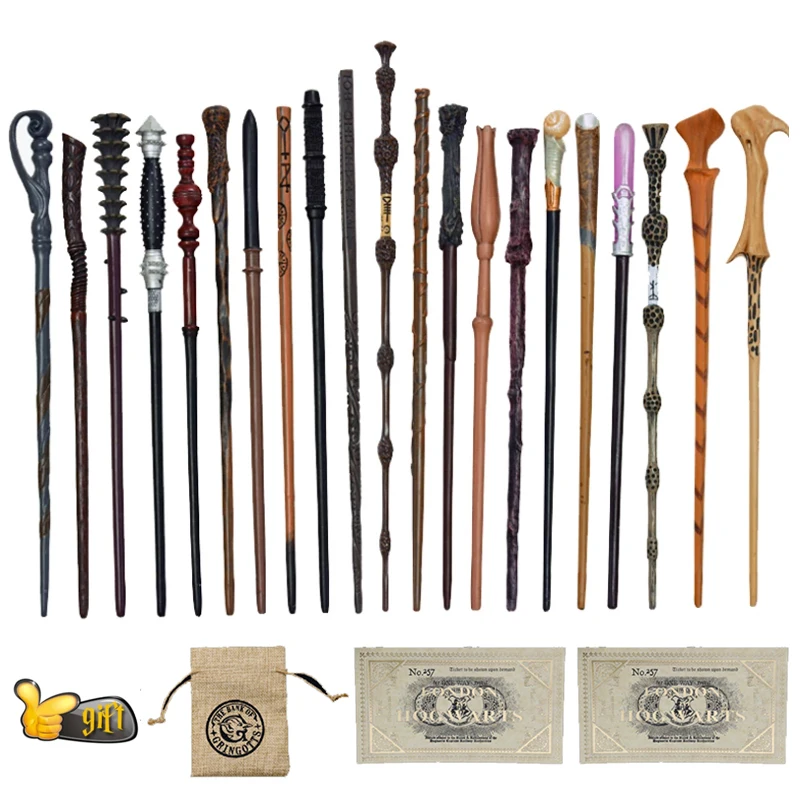

New 27 Kinds of Metal Core Magic Wands Dumbledore Voldmort Hermione Magical Wand Harried Tickets and Bag as Gift No Box