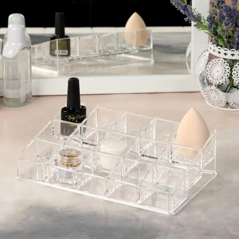 

Organizer for manicure / beauty supplies, 15 sections, 20.5 x 13 x 6 cm, transparent