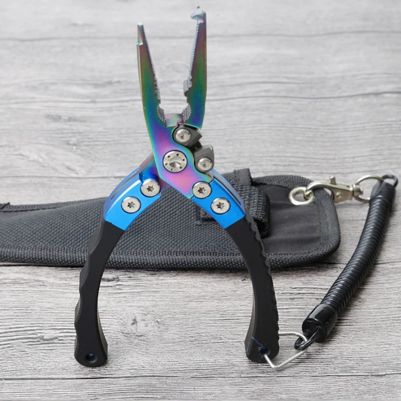 Fishing Pliers Scissors Line Cutter Braid Cutter Hook Remover Crimper Aluminum Fishing Tools With Lanyard And Pouch