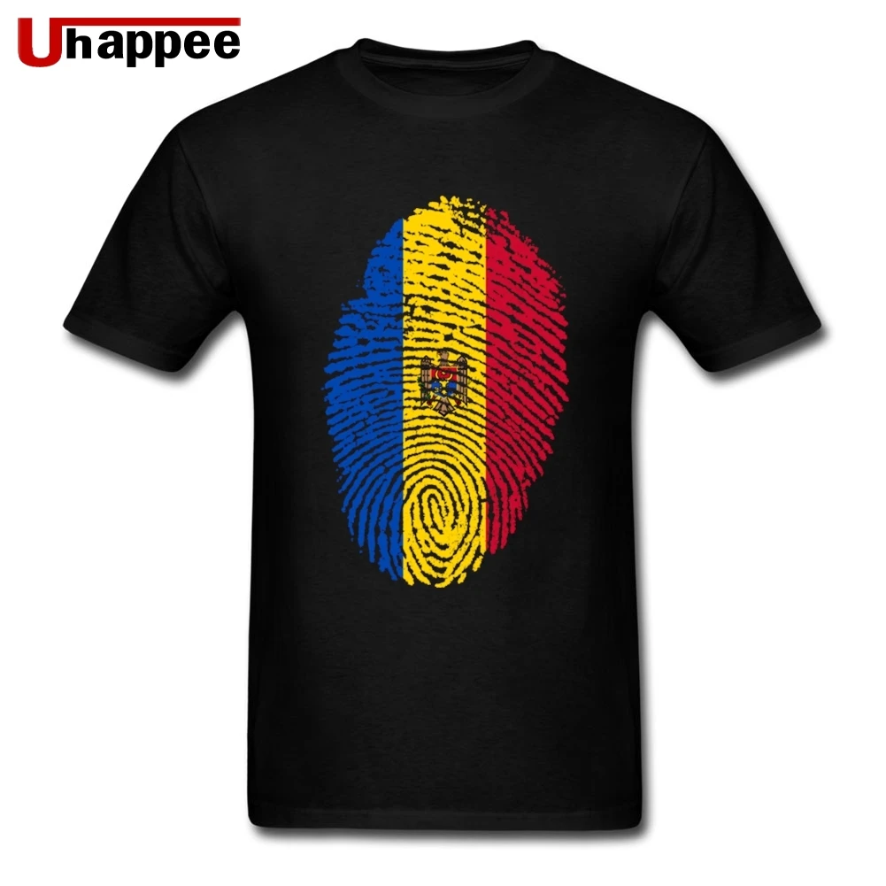 Best 80S Grunge Moldova Flag Fingerprint Tee Men #039;s Cool Custom Cotton Short Sleeve T Shirts