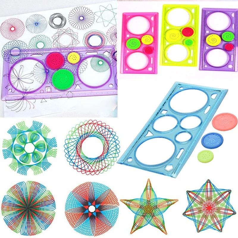 Regla geométrica para estudiantes, herramienta de dibujo de matemáticas, Kit de pintura de aprendizaje, rompecabezas de juguete para niños, Spirograph Art, 1 ud.