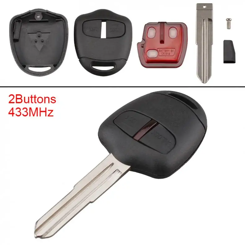 433MHz 2 Buttons Keyless Uncut Remote Car Key Fob Shell ID46 Chip for Triton Pajero Outlander ASX Lancer MIT8 Lama replacement car key blanks for mitsubishi pajero v73 remote key shell 3 buttons button key pad