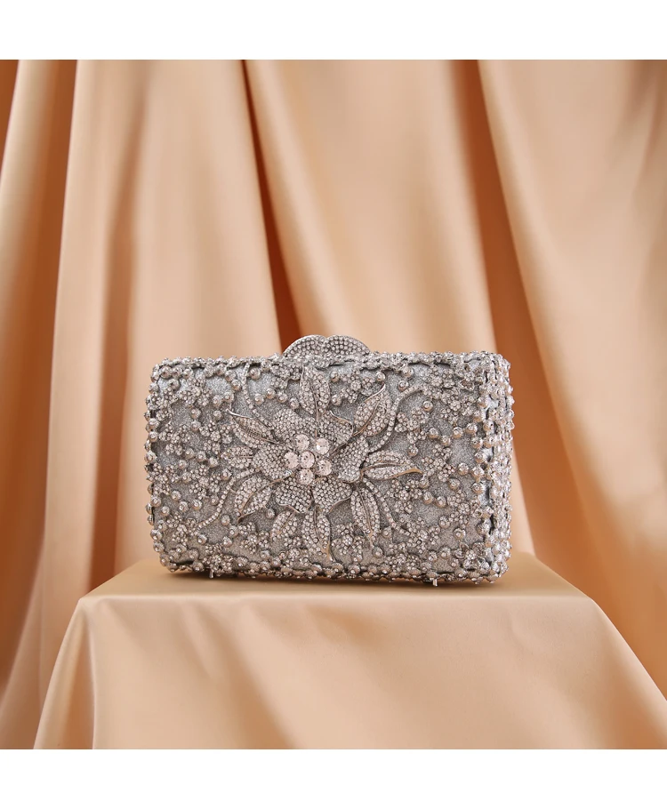 rose gold and silver clutch bag